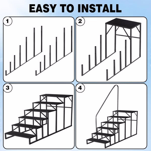 Heavy Duty Above Ground Pool Ladder with Handrails - 6 Steps