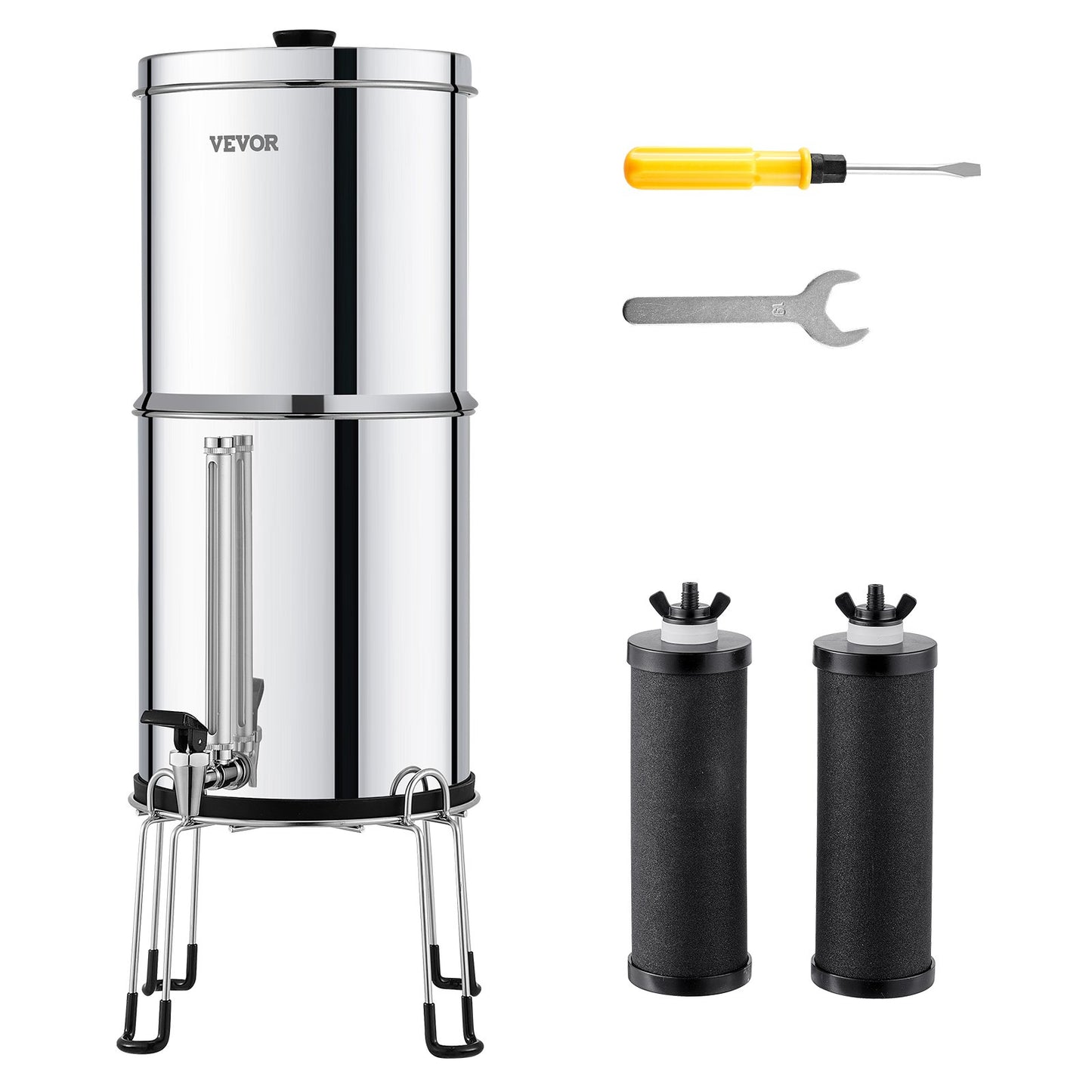 Gravity-Fed Water Filter System - Stainless Steel, 2 Filters
