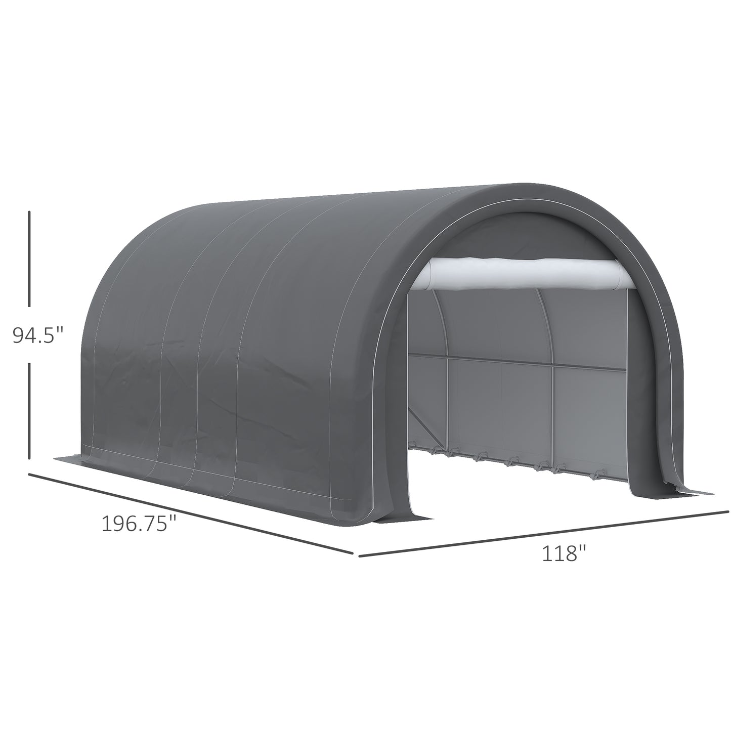 Heavy Duty Portable Carport Canopy - 10 x 16 ft, Gray