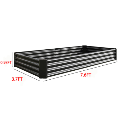 Metal Raised Garden Bed Kit 7.6x3.7ft for Vegetables, Flowers, Herbs - Black