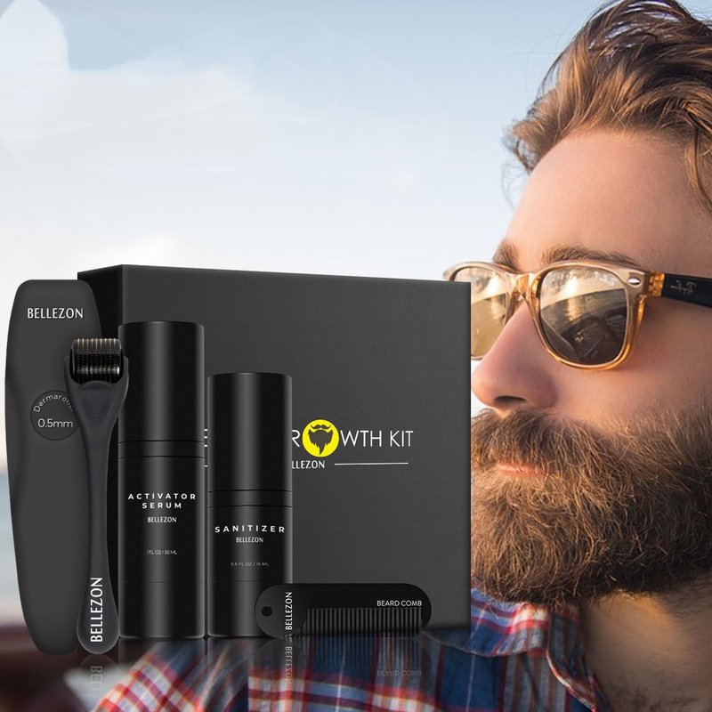 Beard Growth Liquid Care Kit with Micro-Needle Roller and Essence