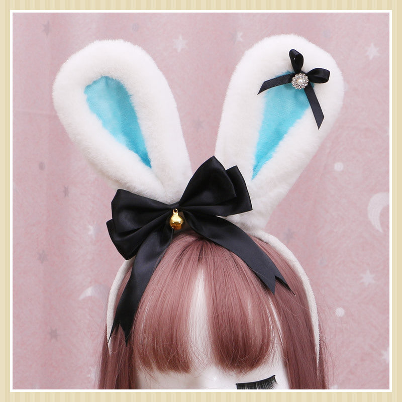 Animal Ears Headband with Bowknot Plush Rabbit Design for Cosplay & Fashion