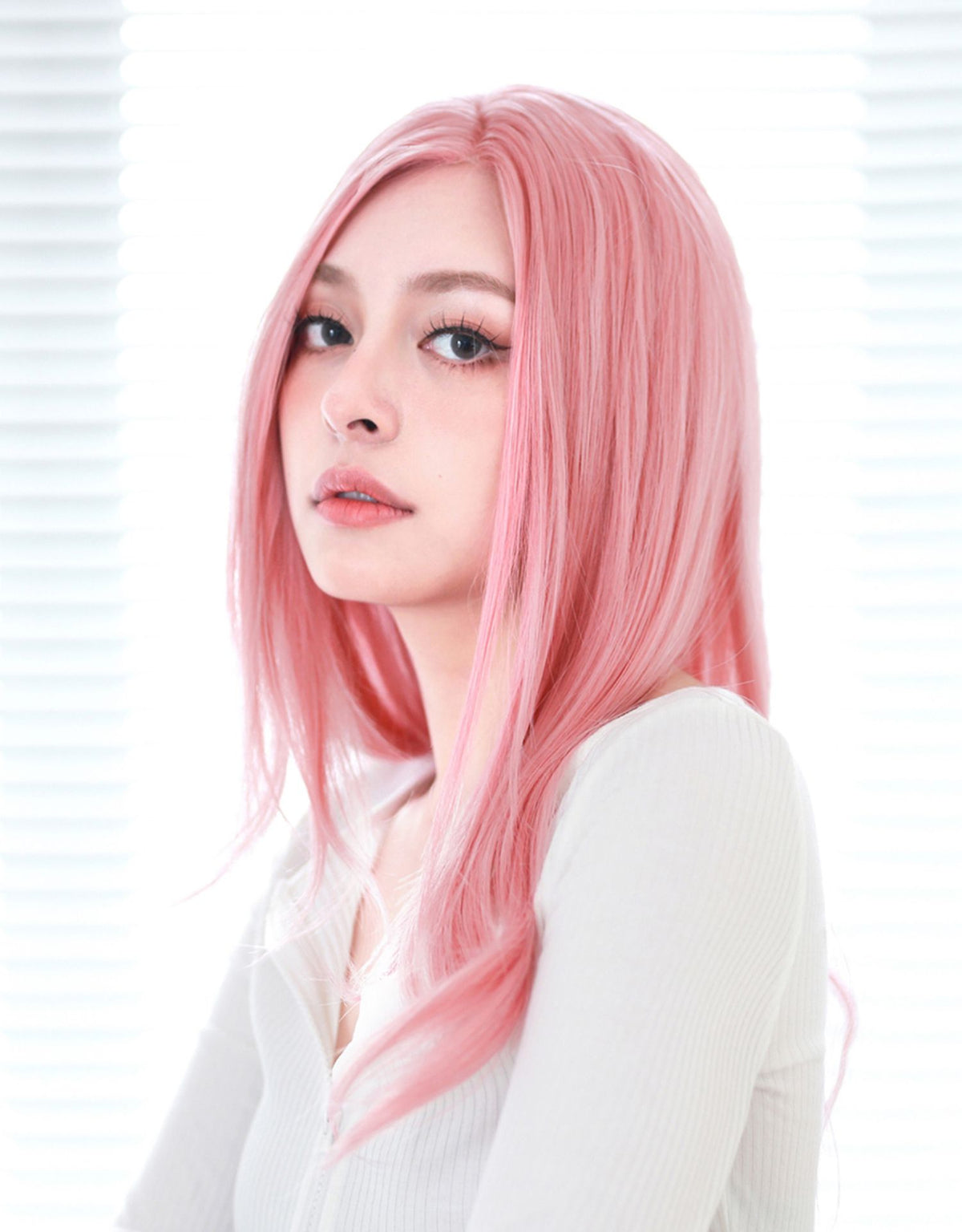 Pink Long Straight Cosplay Wig - 70cm Middle Bangs