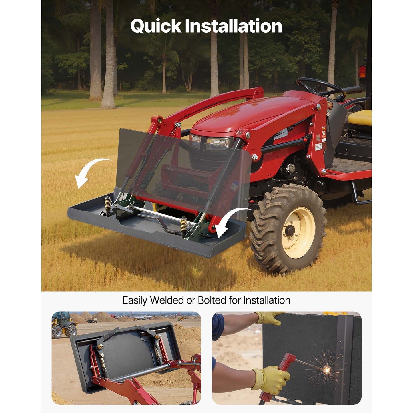 Universal Skid Steer Quick Attach Plate Heavy Duty Steel Load Capacity 9000 lbs