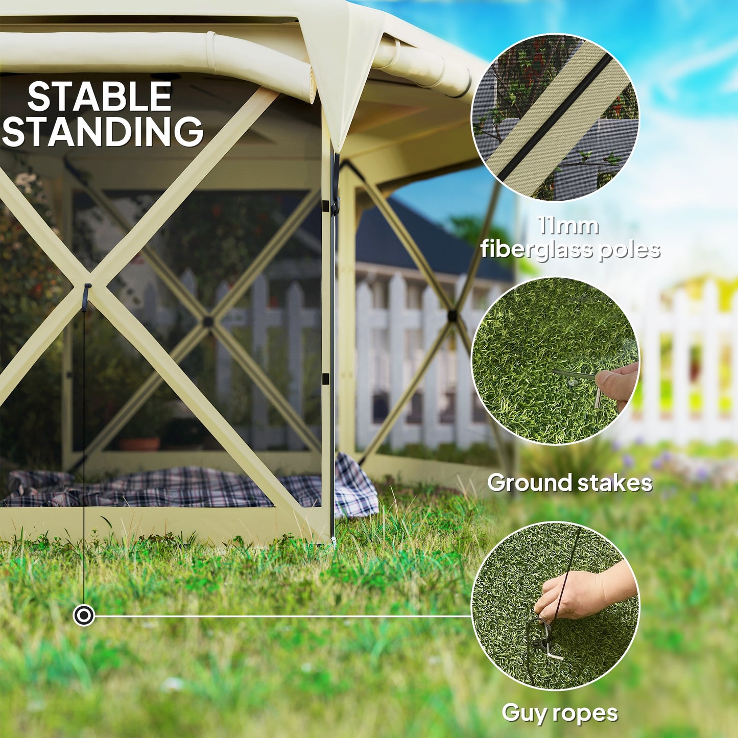 Pop Up Gazebo Screen Tent with Removable Roof - Beige