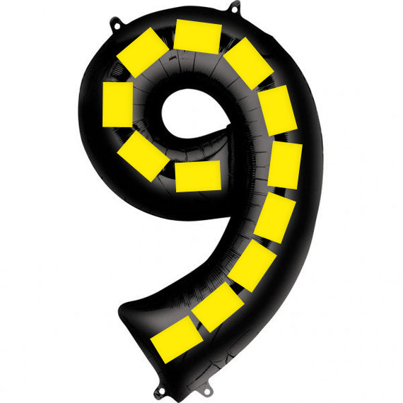 Oversized Number Balloon Set 40 Inch Black Yellow Dotted Party Decor