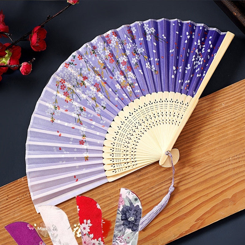 Chinese Style Portable Folding Fan - Bamboo Handheld Fan for Home & Garden