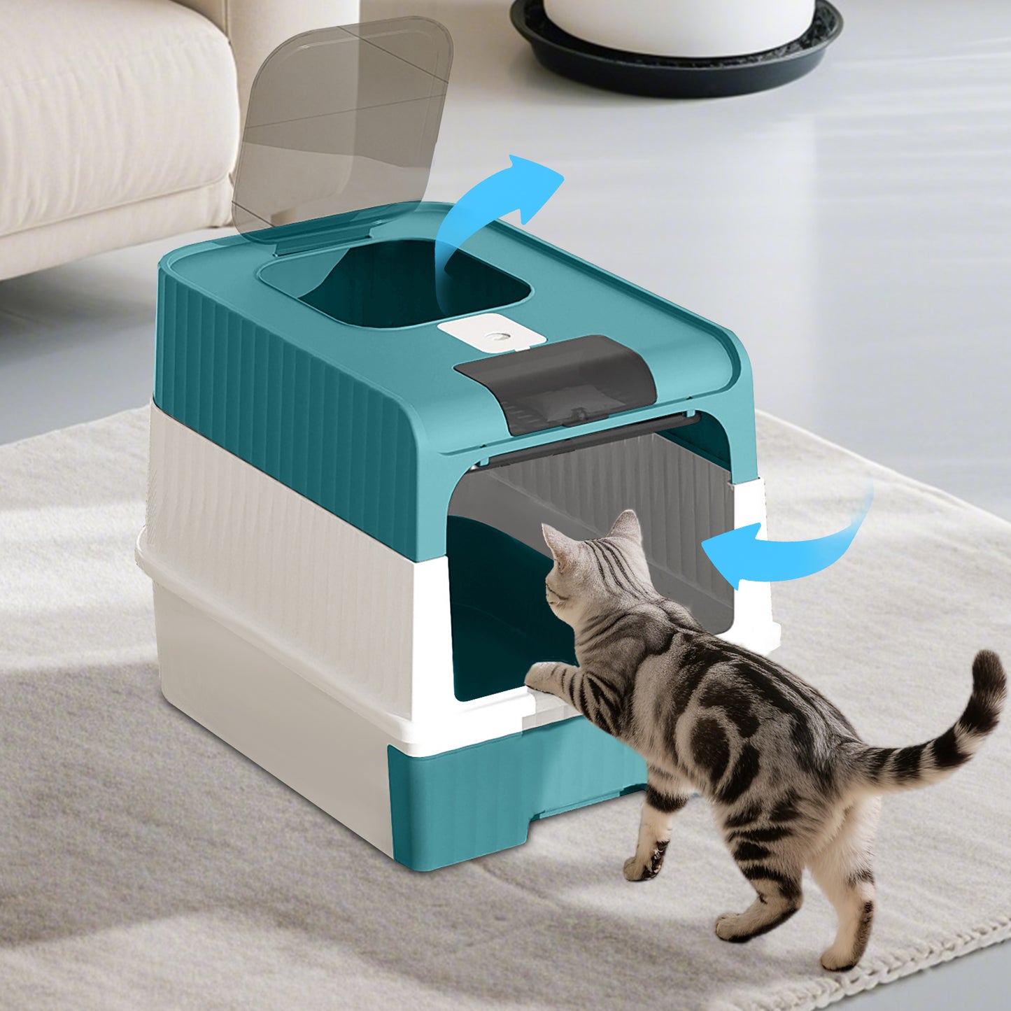 Self Pickup Cat Litter Box with Magic Cube Design - Multiple Colors Available