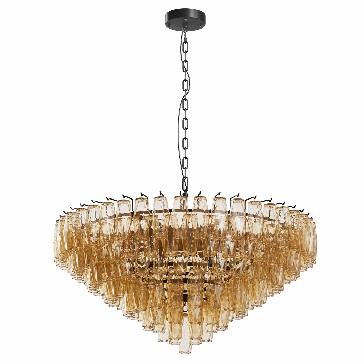 Modern Round Chandelier - 14-Light Smoke Glass Ceiling Light
