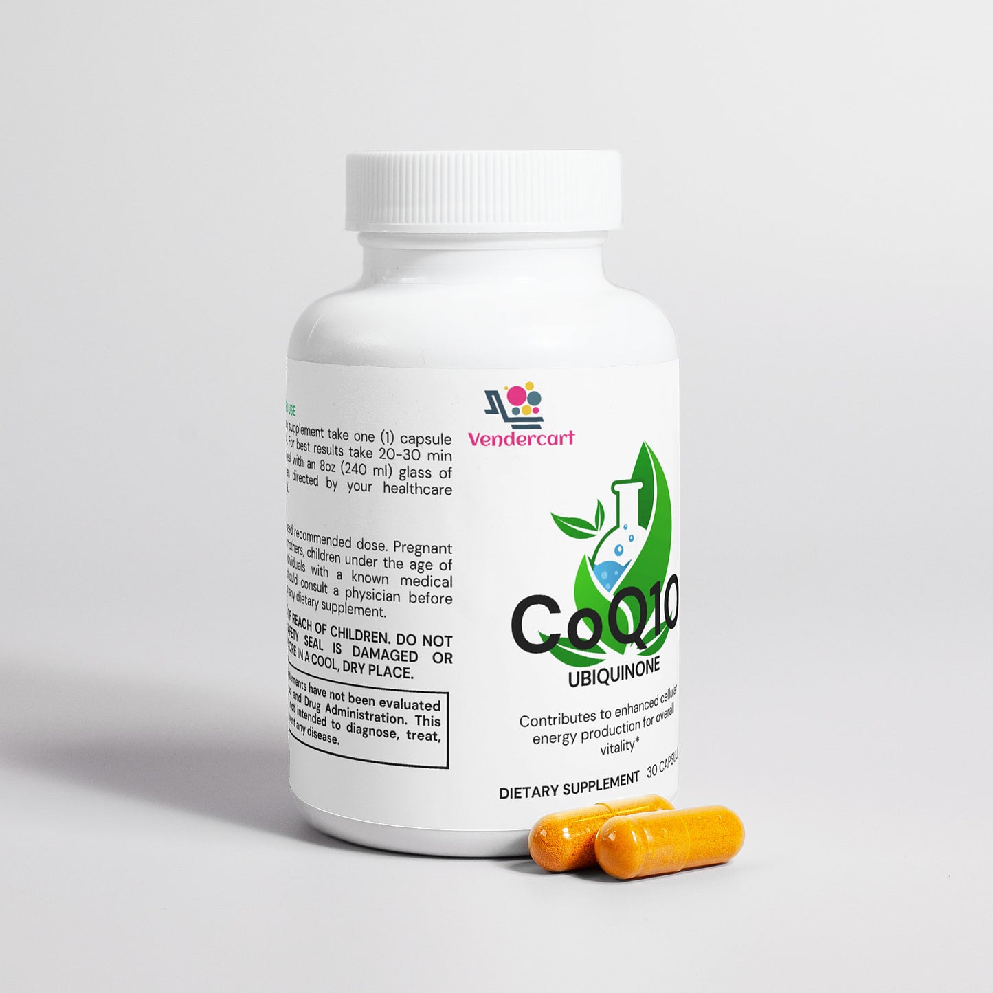 CoQ10 Ubiquinone Supplement - 30 Vegetable Capsules for Cellular Health