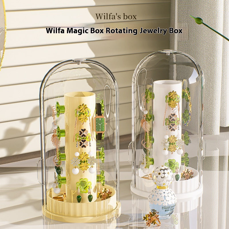 Large Capacity Jewelry Storage Box with Rotating Door - Clear or Colorful Variants