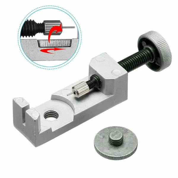 Adjustable Watch Band Link Remover Tool Kit with Spare Pins - Silver