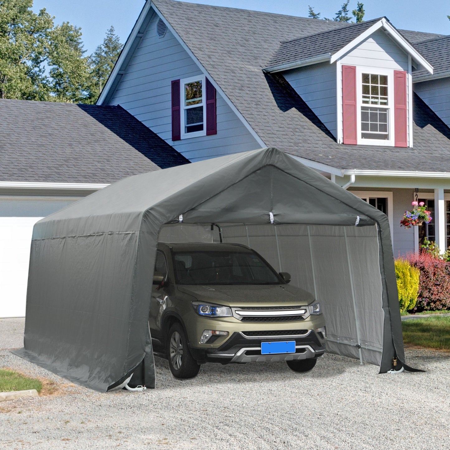 Heavy Duty Portable Garage Carport - 12x20 ft Shelter for Bikes & Tools