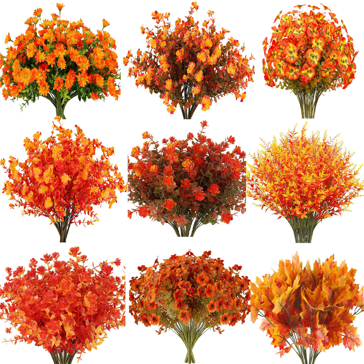 Autumn Artificial Flowers for Home Garden Outdoor Decor - Fake Faux Floral Arrangements