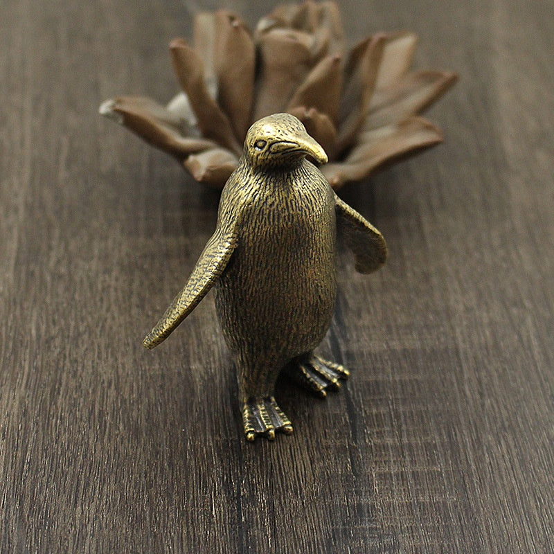 Large Brass Penguin Ornament for Home & Garden Decor