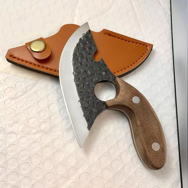 Multi Functional Curved Kitchen Meat Knife - Portable Handle, Forged Steel