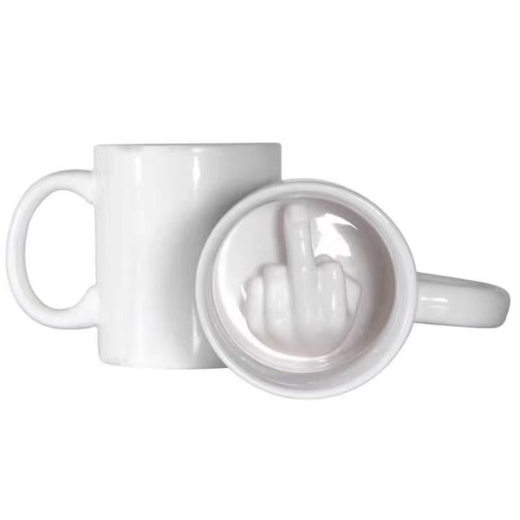 Novelty Ceramic Middle Finger Mug - 201/300ml Spoof Cup for Gifts