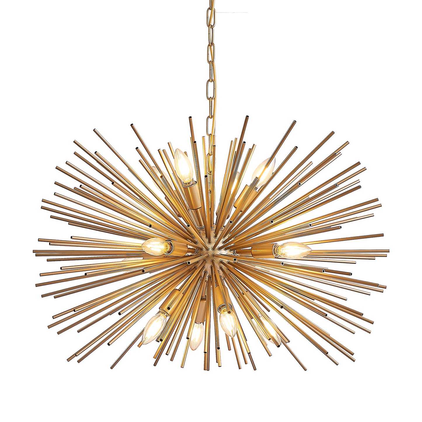 12-Light Gold Starburst Chandelier Pendant Light Fixture