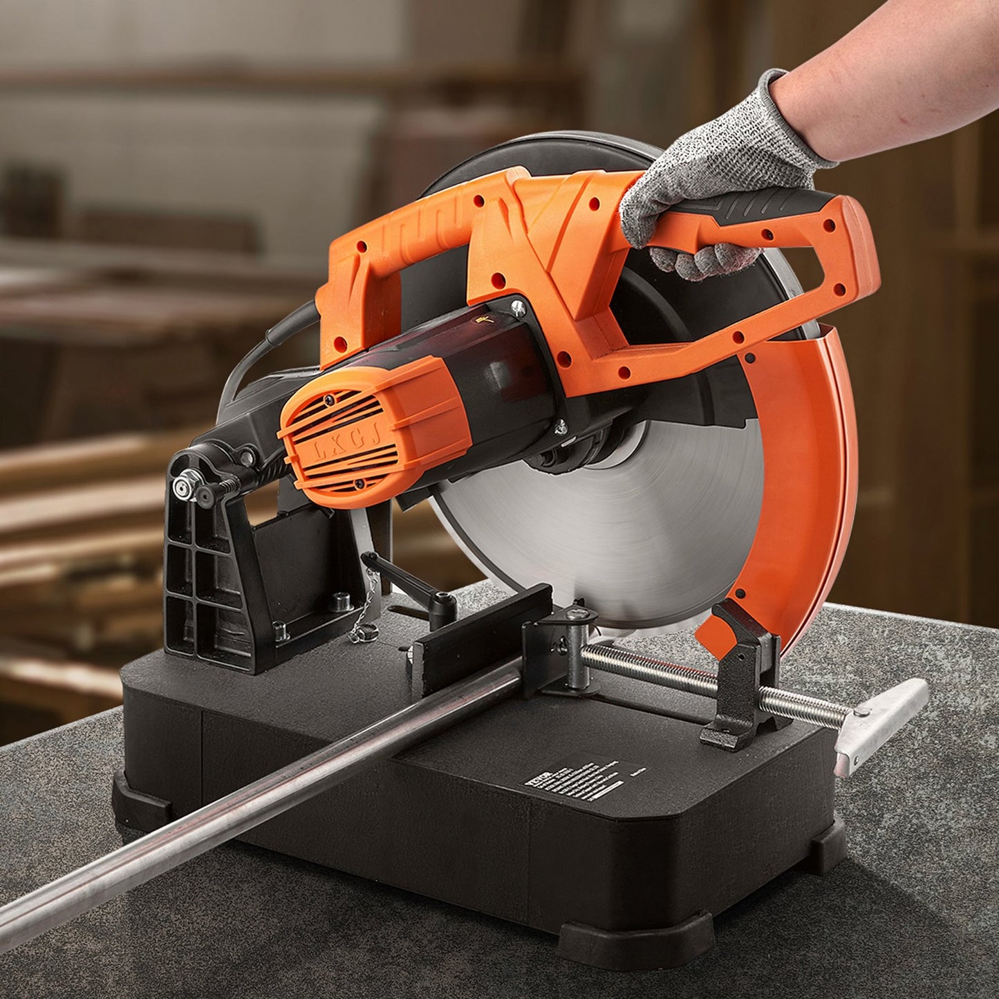 14-Inch (355mm) Dry Cut Off Saw with 2800W Power and 0-45° Adjustable Miter for Metal Cutting - Yellow