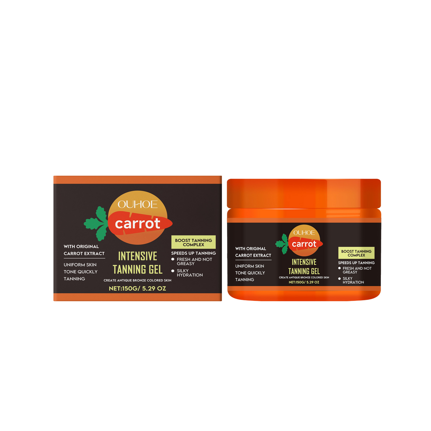 Carrot Tanning Gel - Hydrating Skin Bronzer with Carrot Seed Oil