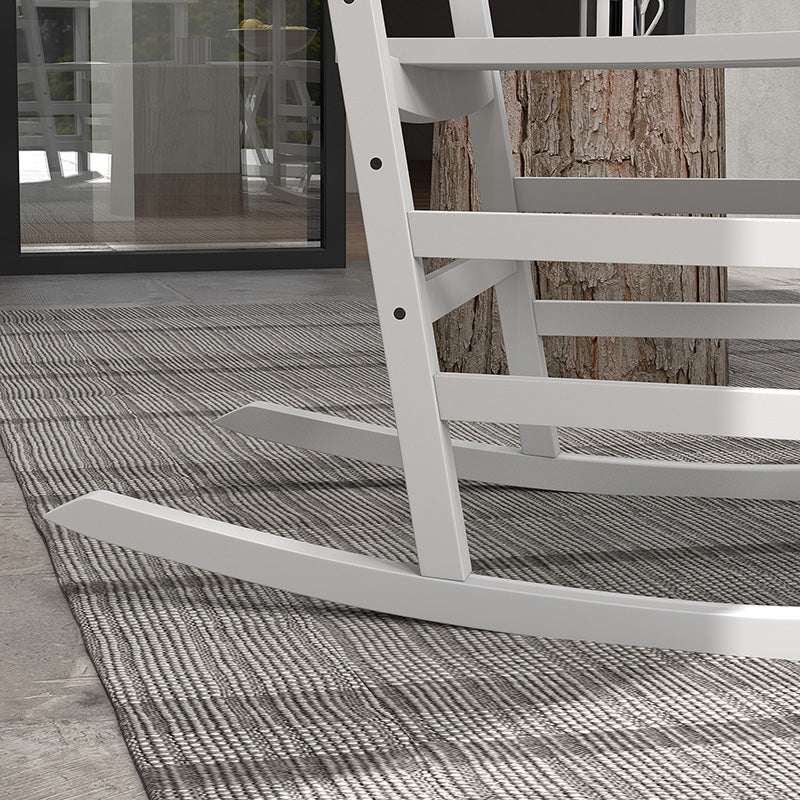Wooden Rocking Chair Set of 2 with Side Table - White