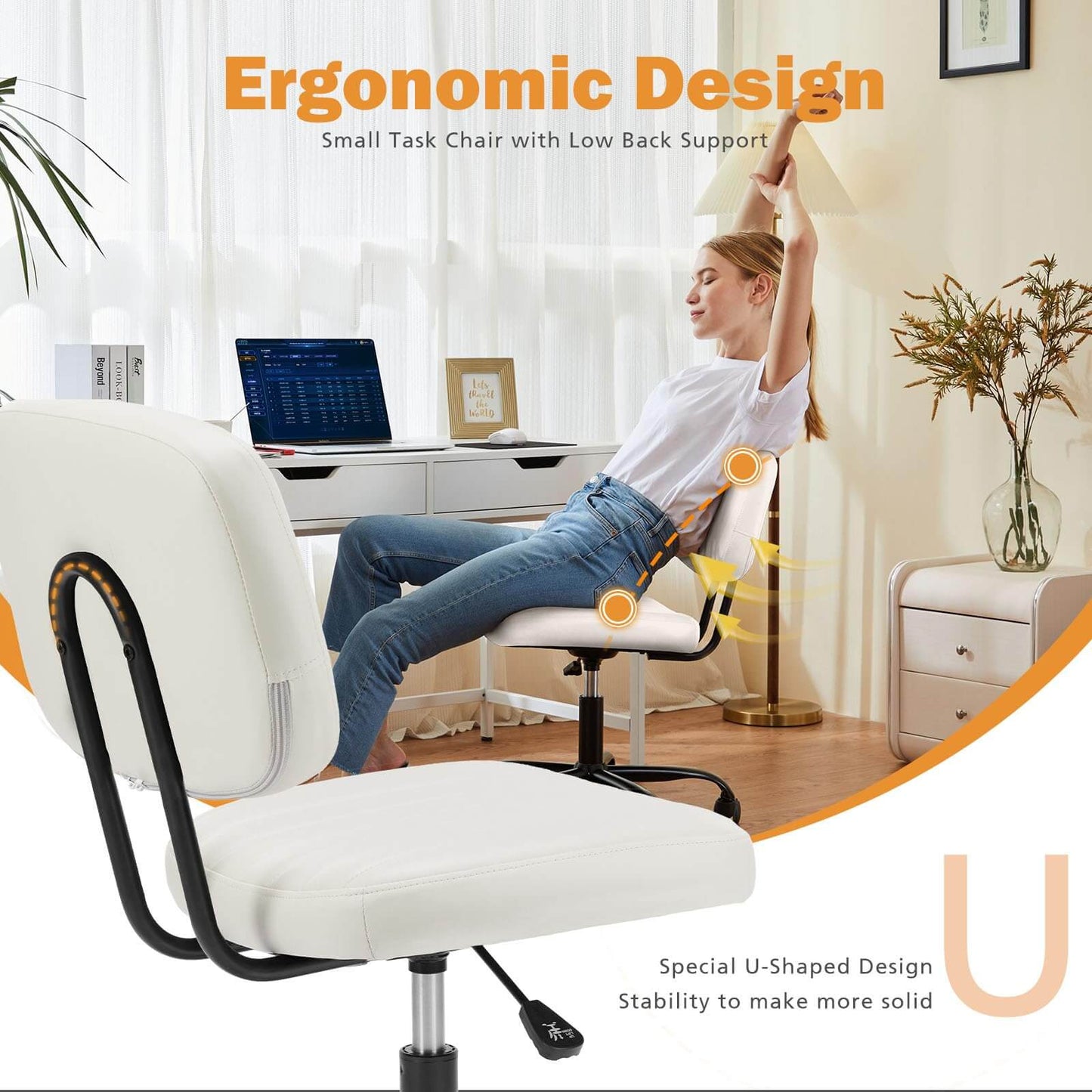 Adjustable Height 360° Rolling Swivel Office Chair - Multiple Colors
