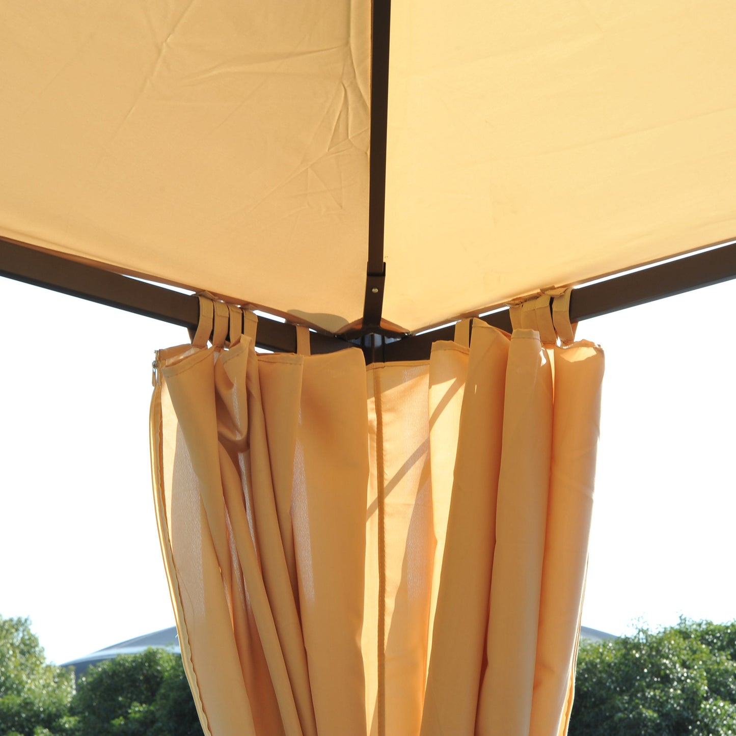 10x10 Steel Outdoor Patio Gazebo with Polyester Curtains