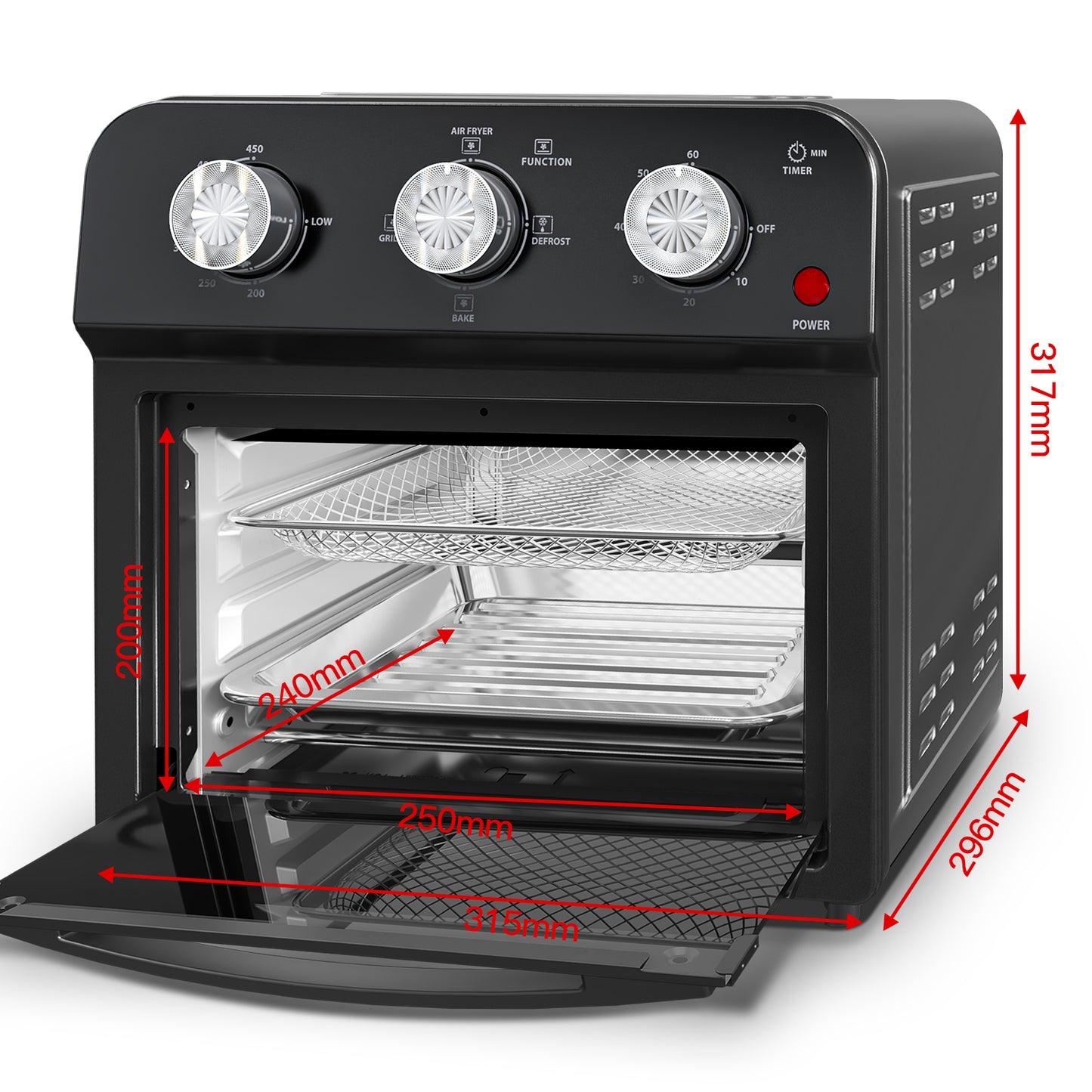 12.5 Qt Multi-Function Air Fryer with Presets, Large Capacity, Dual Knob Control