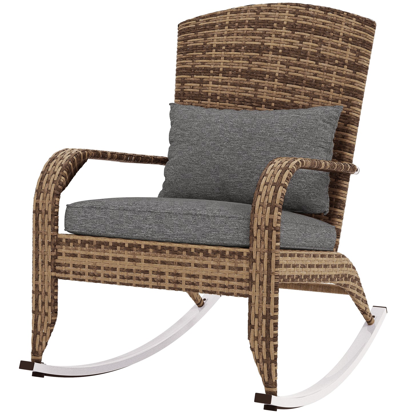 Gray Wicker Rocking Chair with Cushions - Adirondack Style