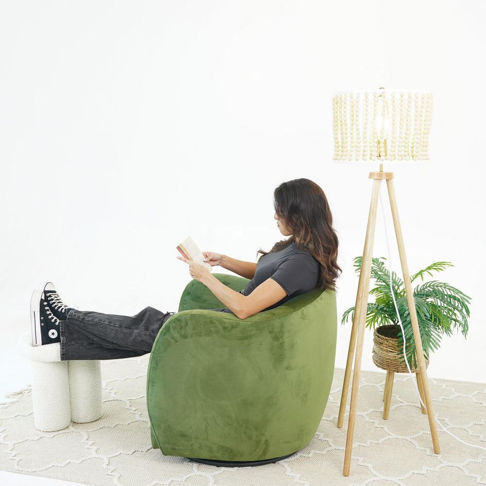 Renee Swivel Chair - Green Velvet