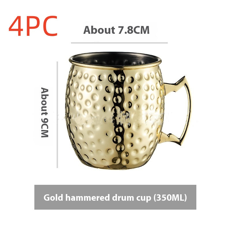 Stainless Steel Moscow Mule Cup Set - Copper Plated Drinkware for Bar & Home