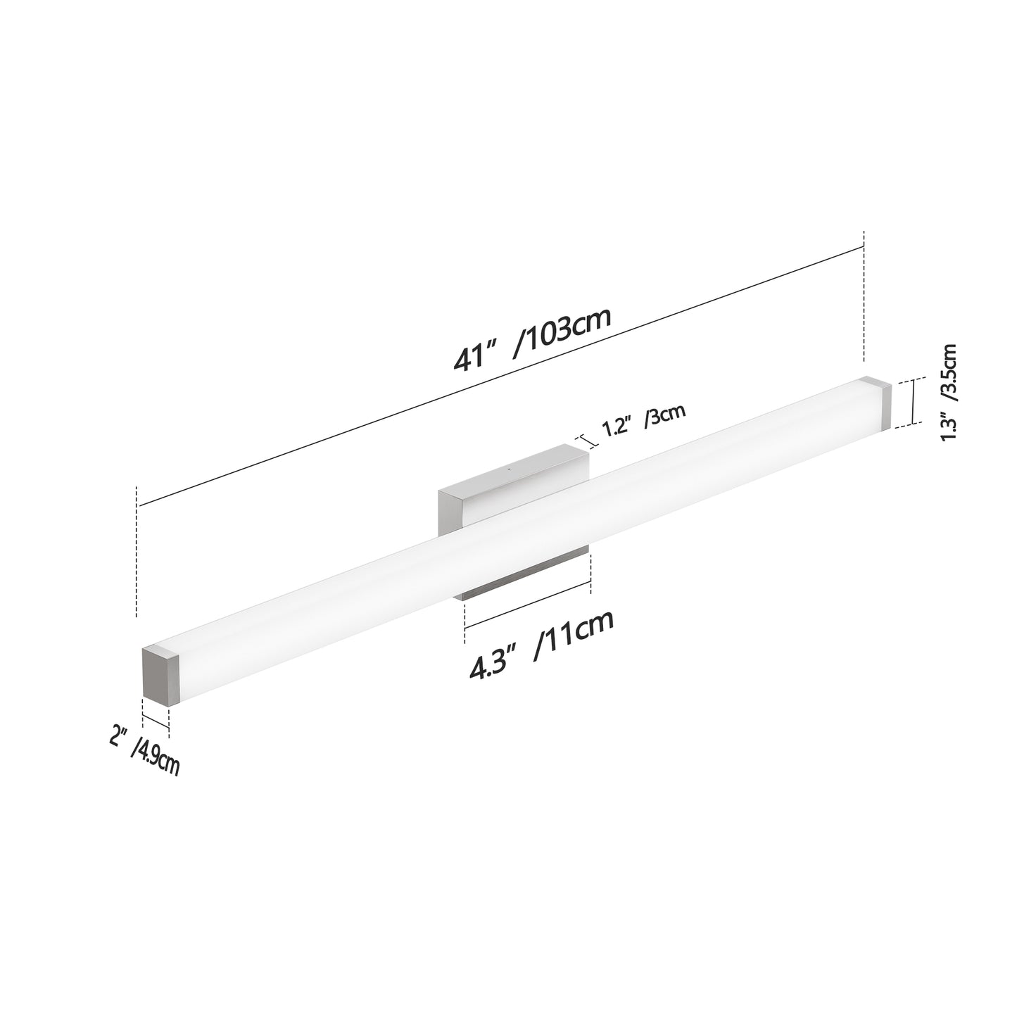 40.6 Inch Brushed Nickel LED Bathroom Vanity Light Wall Fixture 24W Cool White