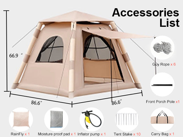 Inflatable Camping Tent for 2-4 People - Waterproof & Quick Setup