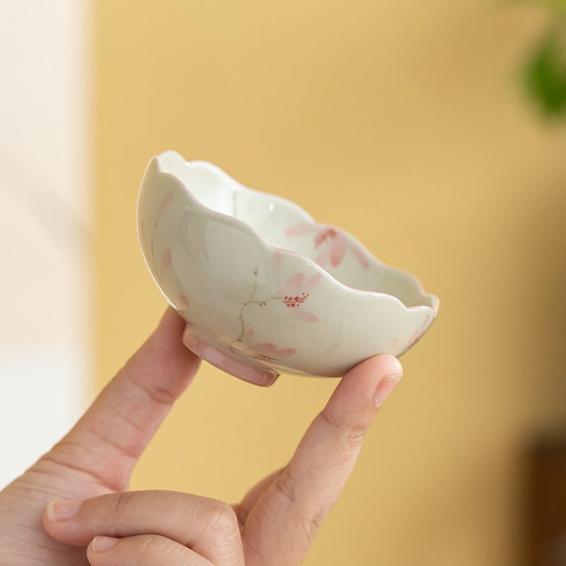 Hand Painted Pink Magnolia Lotus Ceramic ICE Table Cup - Home & Garden Drinkware