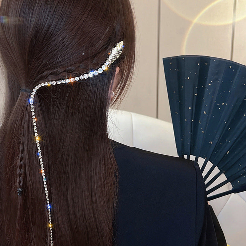 Gothic Diamond Tassel Hair Clip - Gold