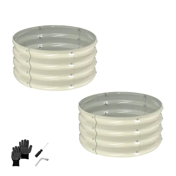 Raised Garden Bed - 2-Pack Round Galvanized Planter Boxes