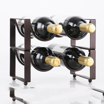 Stackable Wine Bottle Rack with Iron Shelf - Multiple Styles Home & Kitchen Decor