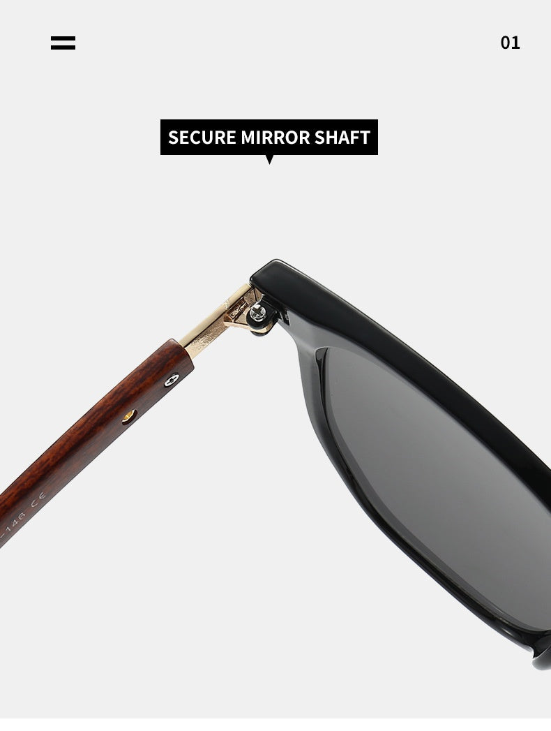 Vintage Wooden Grain Leg Nail Square Round Face Glasses - Minimalist Fashion Eyewear