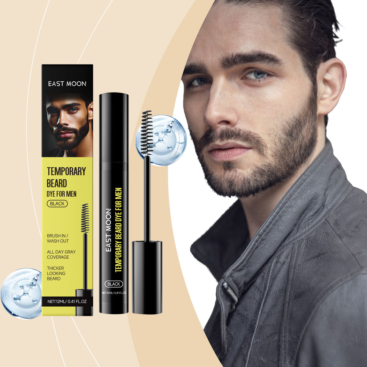 Men's Beard & Eyebrow Dye - Black, 12ml
