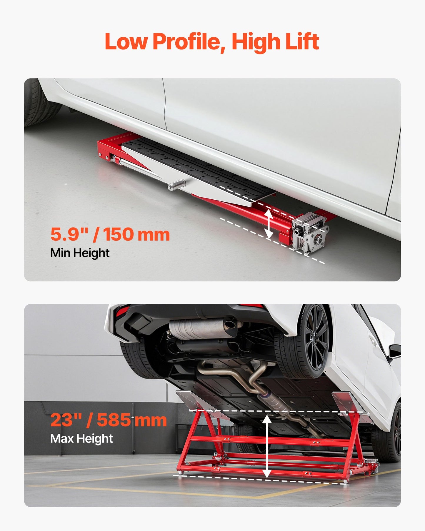Portable Car Lift 4400 lbs Heavy Duty Steel Manual Garage Lifter - Black