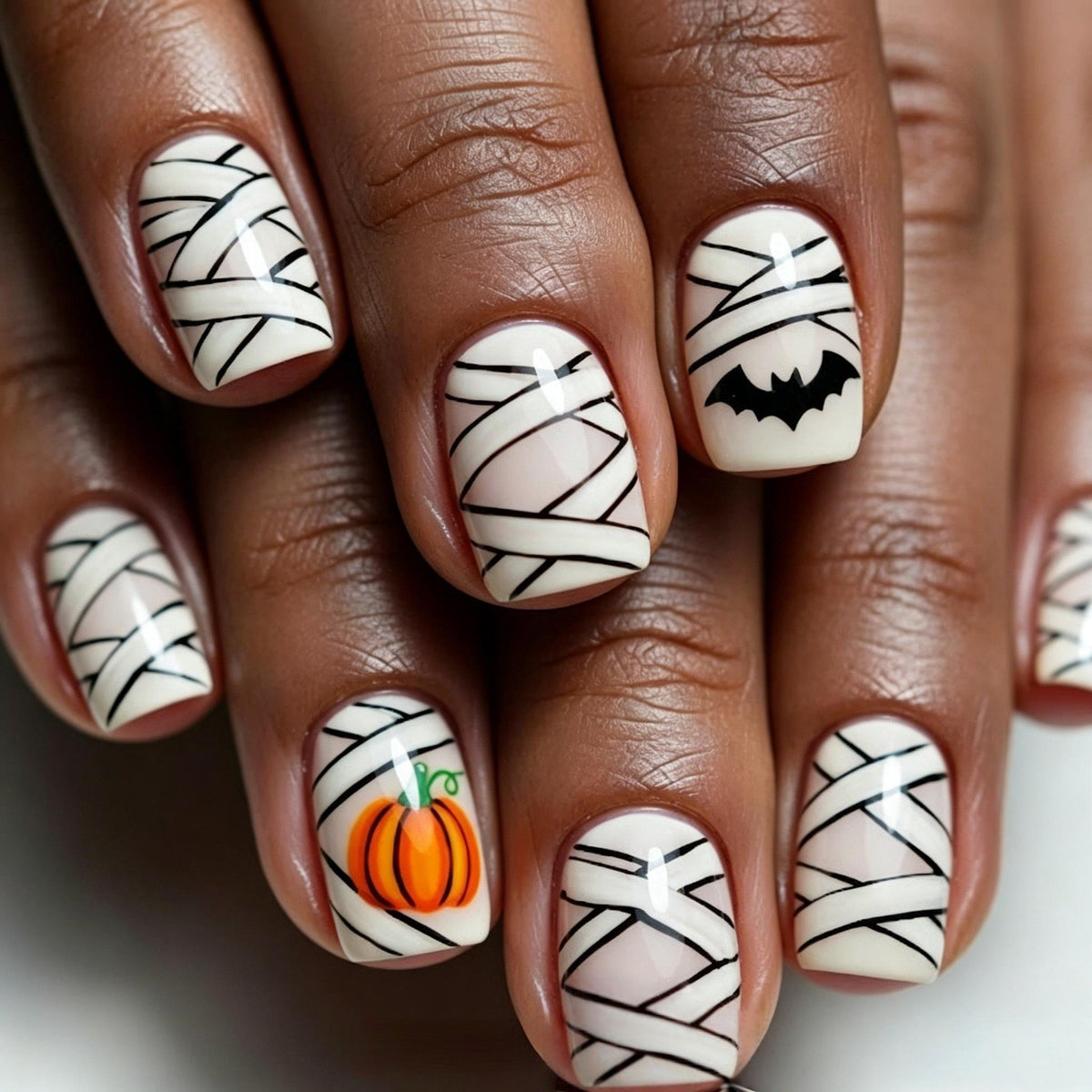 Halloween Nail Art Stickers Pumpkin Bat Design 24 Pieces - Wearable Nails