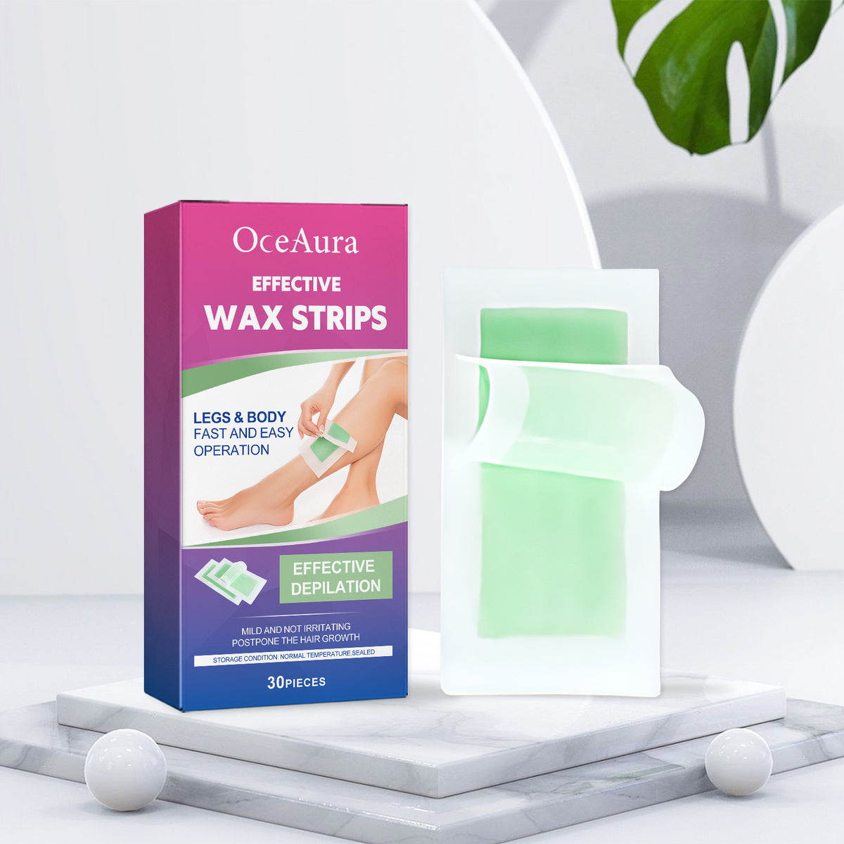 Aloe Scented Hair Removal Wax Paper - 30 Strips for Body Care