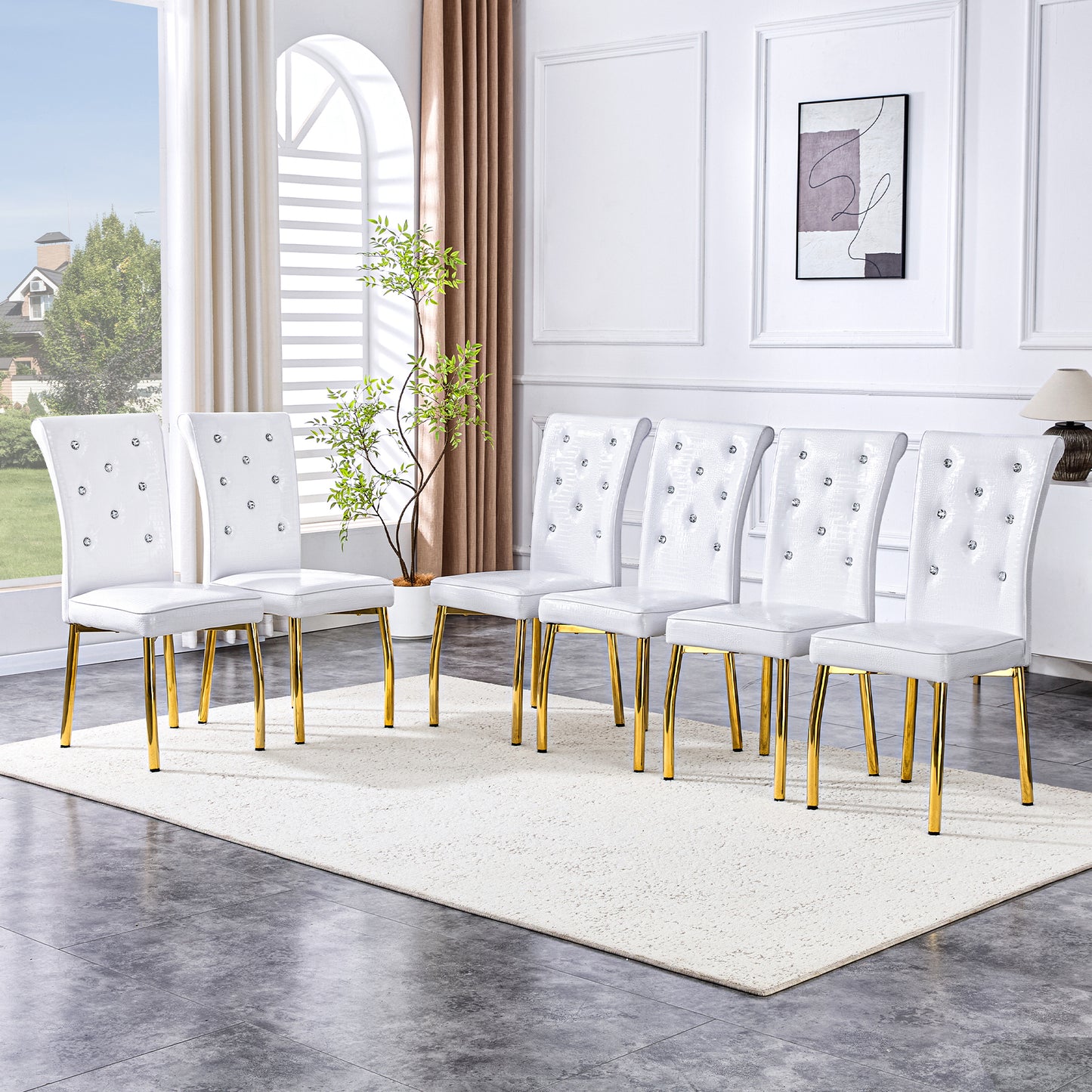 Set of 4 Retro Upholstered Dining Chairs with Alligator Texture