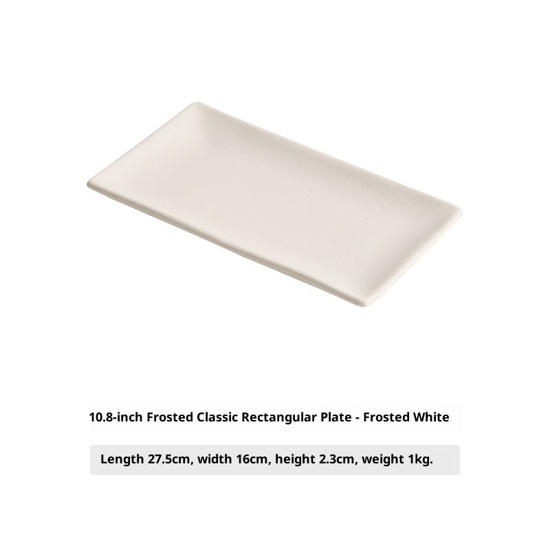 Matte Rectangular Dinner Plate - White, 10.8 or 13.7 Inch Ceramic Flatware