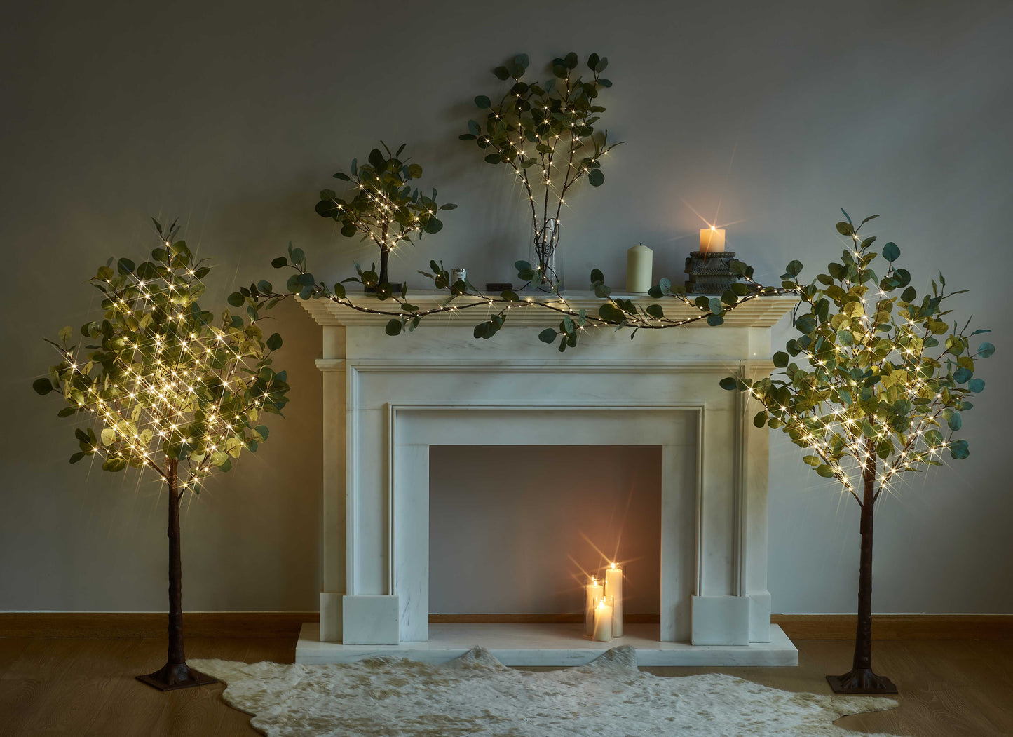 Eucalyptus Leaf Wreath with LED Lights - 72-Inch Decorative Light