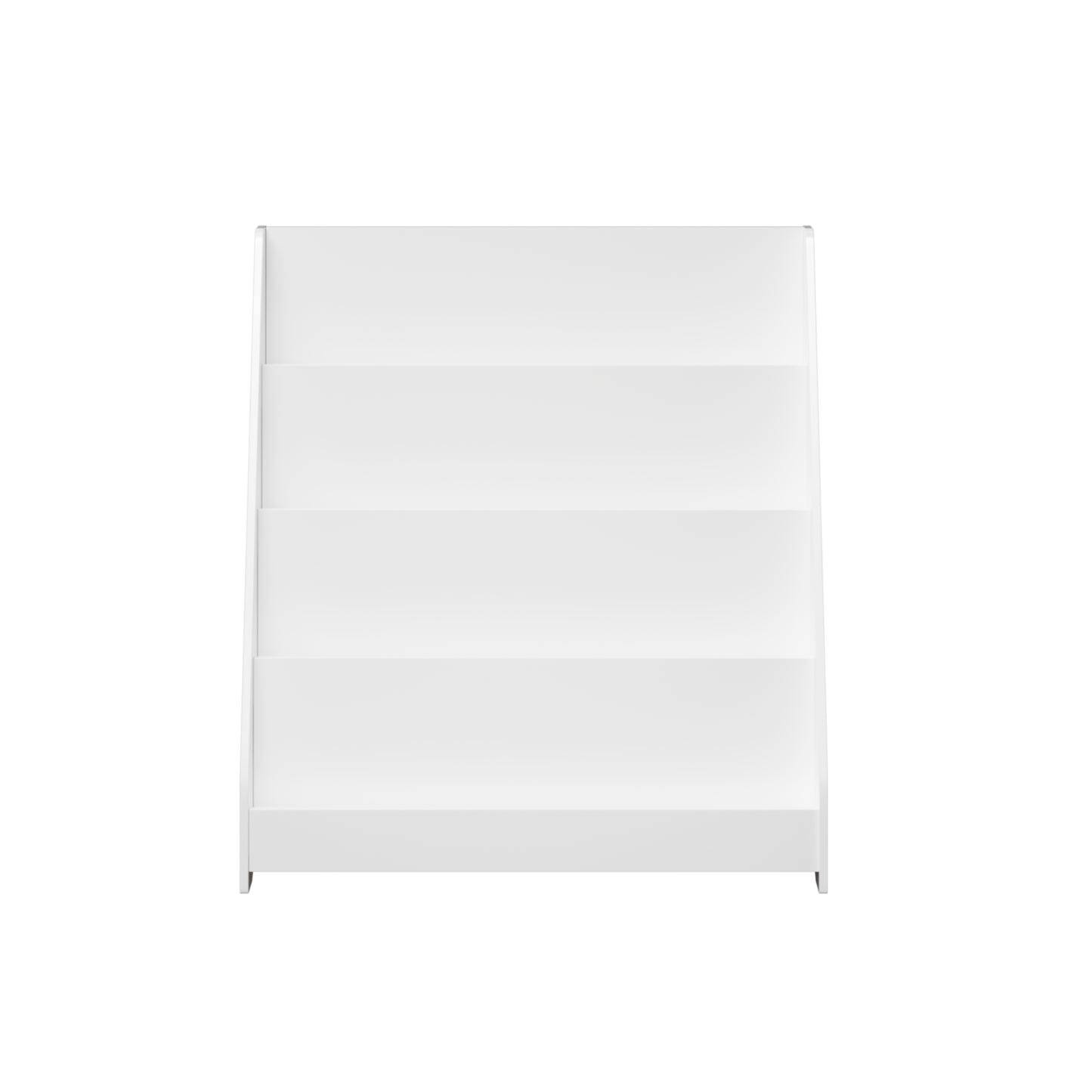 4-Tier Kids Bookshelf - White MDF Book Display Organizer