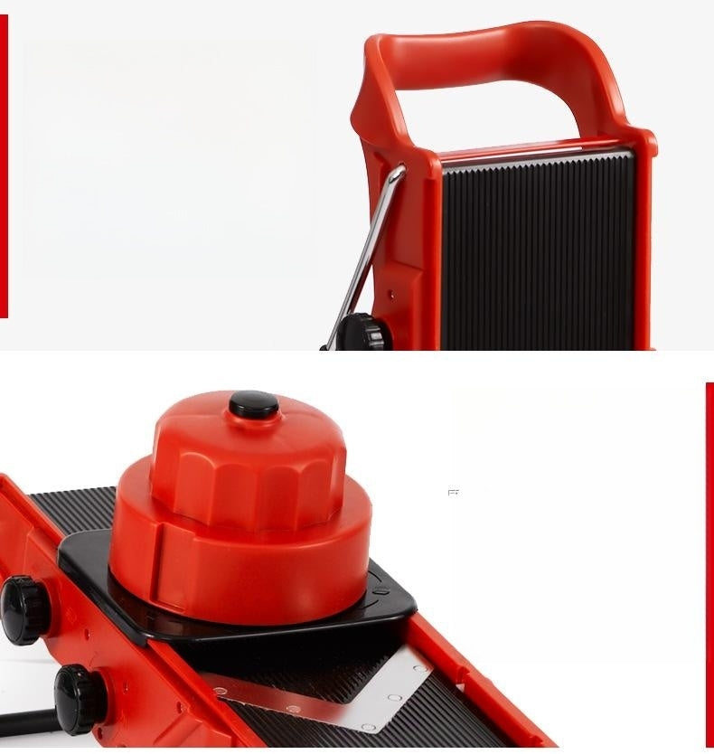 Manual Vegetable Chopper with Adjustable Thickness - Red Kitchen Tool