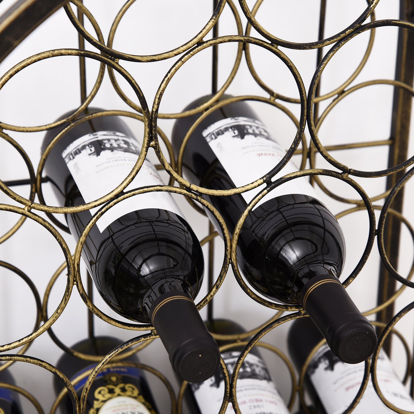 Wrought Iron Wine Rack with Lock - 45 Bottle Holder, Antique Bronze