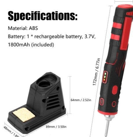 Cordless Electric Soldering Iron with Rechargeable Battery