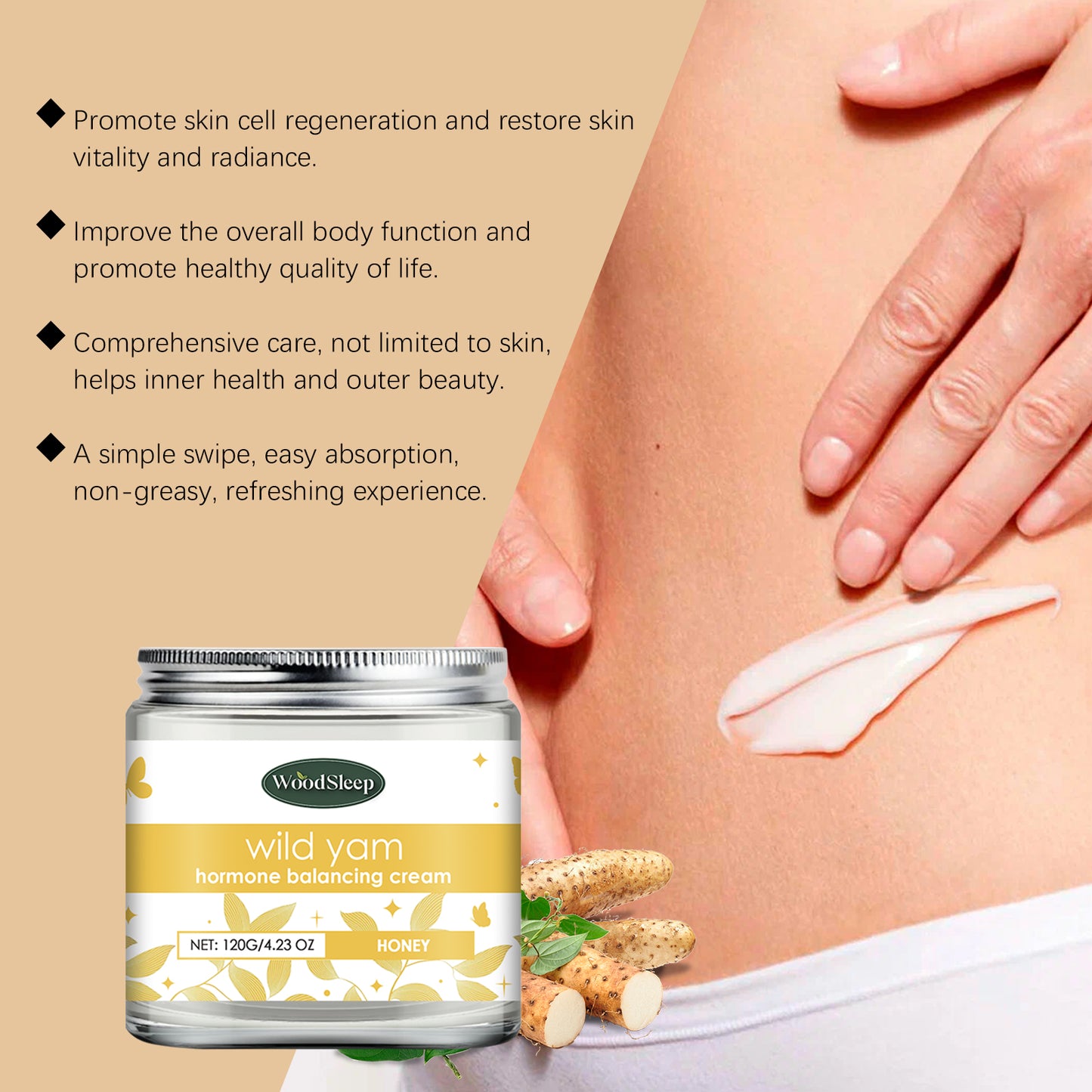 Wild Yam Honey Skin Care Cream - Deep Nourishing Firming Moisturizer